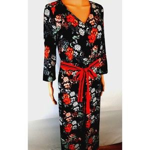 ECI New York Orange & Black Floral Stretch Jumpsuit Sz 8 NWT